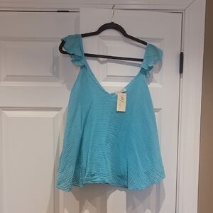 Aqua Ruffled Camisole Top